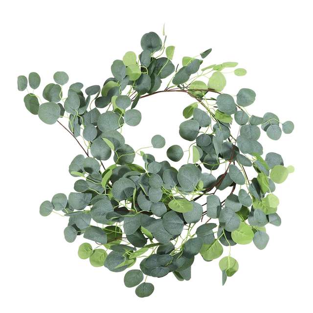 Artificial Eucalyptus Garland Fake Vine Plant with Leaves Faux Silver  Dollar Greenery for Wedding Outdoor Decoration